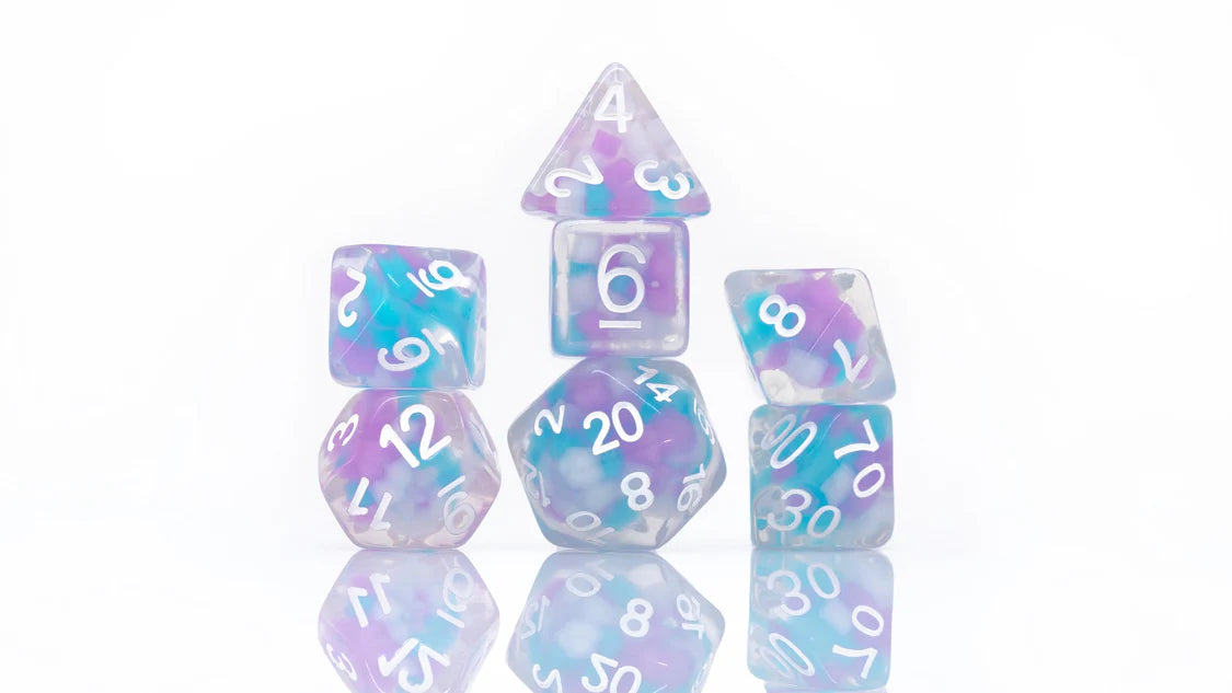 Sirius Polyhedral Dice Set: Cotton Candy Glowworm