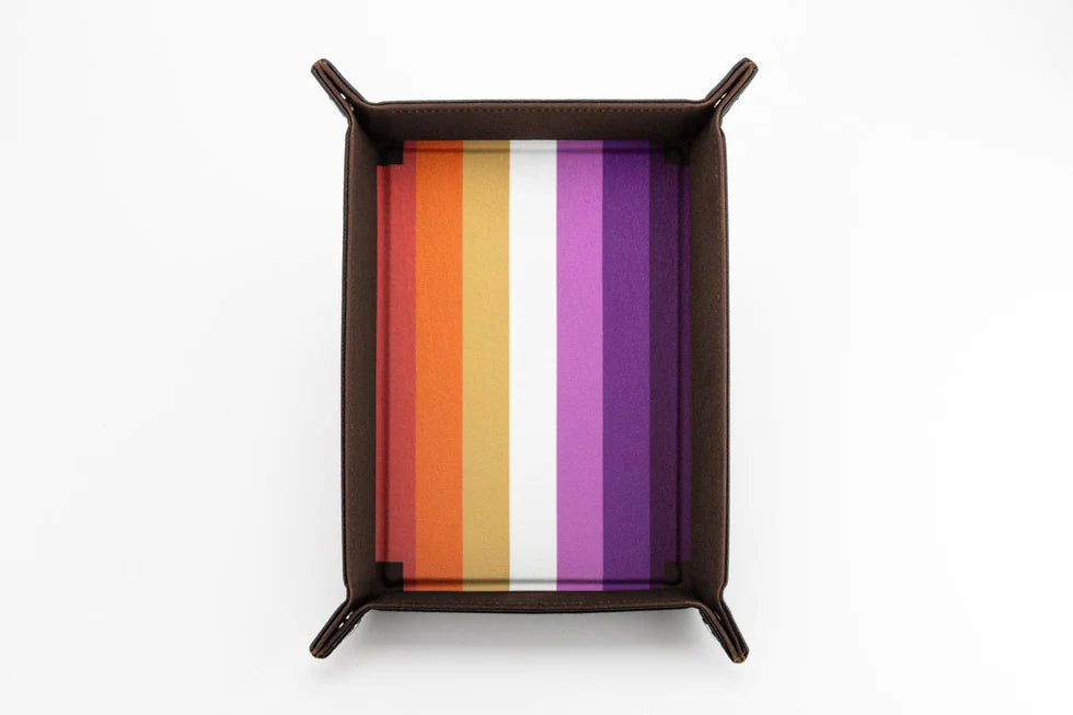 Fanroll Pride Velvet Dice Tray With Leather Backing - Lesbian