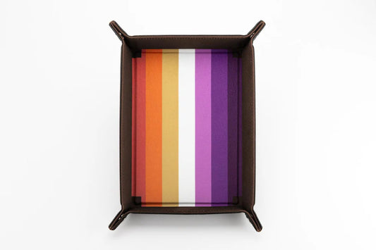 Fanroll Pride Velvet Dice Tray With Leather Backing - Lesbian