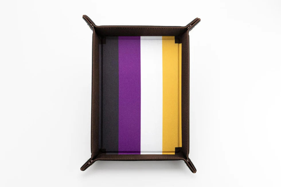 Fanroll Pride Velvet Dice Tray With Leather Backing - Nonbinary