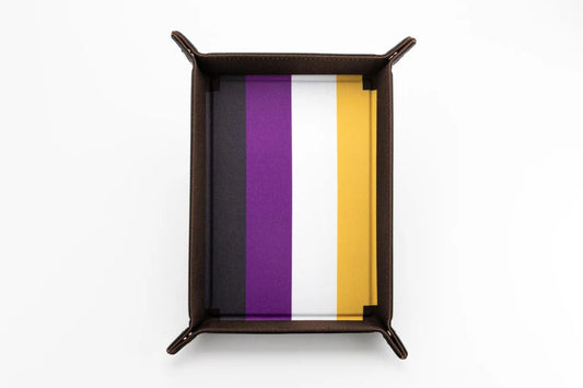 Fanroll Pride Velvet Dice Tray With Leather Backing - Nonbinary