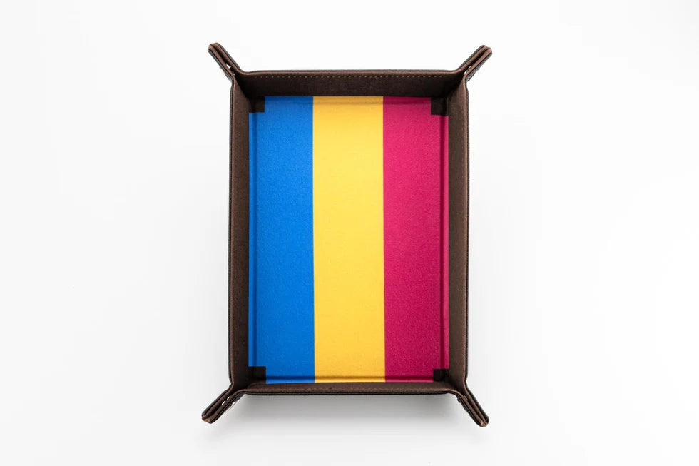 Fanroll Pride Velvet Dice Tray With Leather Backing - Pansexual