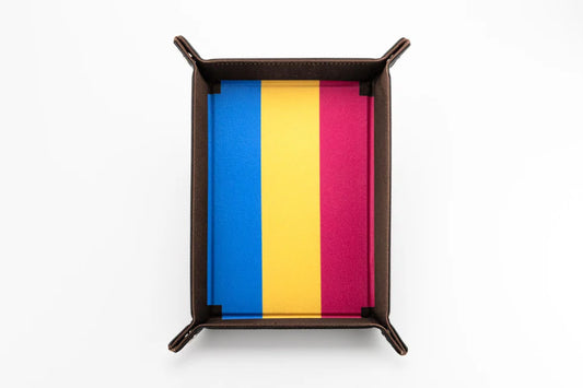 Fanroll Pride Velvet Dice Tray With Leather Backing - Pansexual