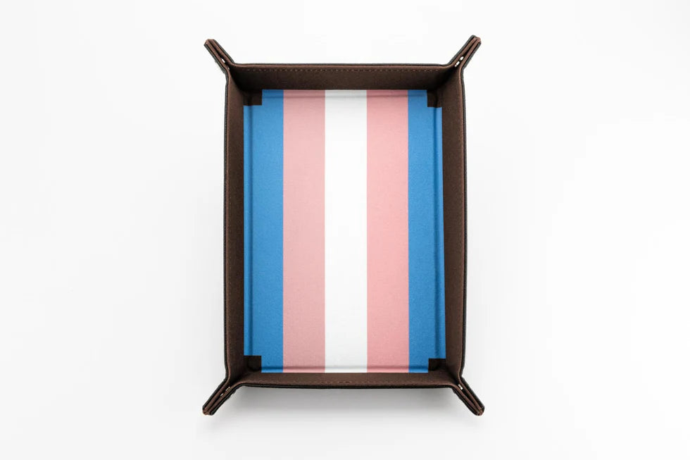 Fanroll Pride Velvet Dice Tray With Leather Backing - Transgender