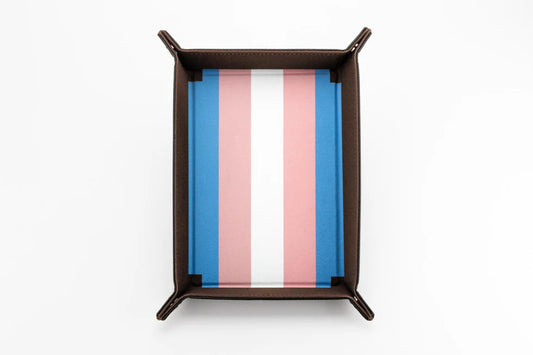 Fanroll Pride Velvet Dice Tray With Leather Backing - Transgender