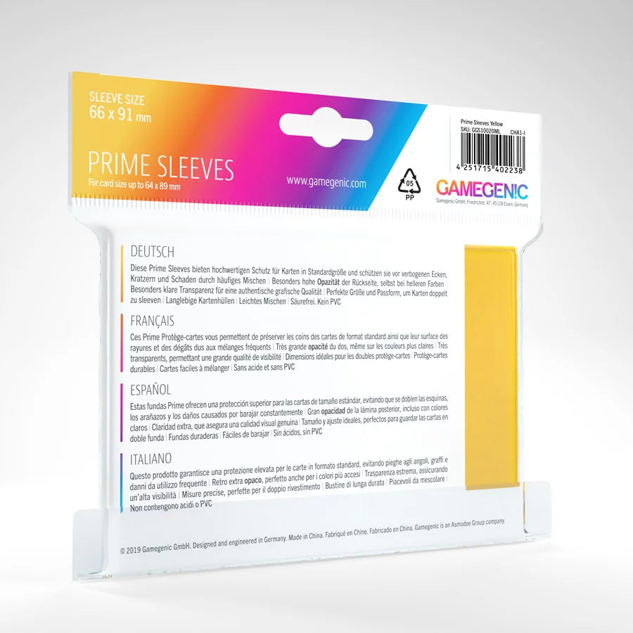 Gamegenic Standard Prime Sleeves: Yellow (100)