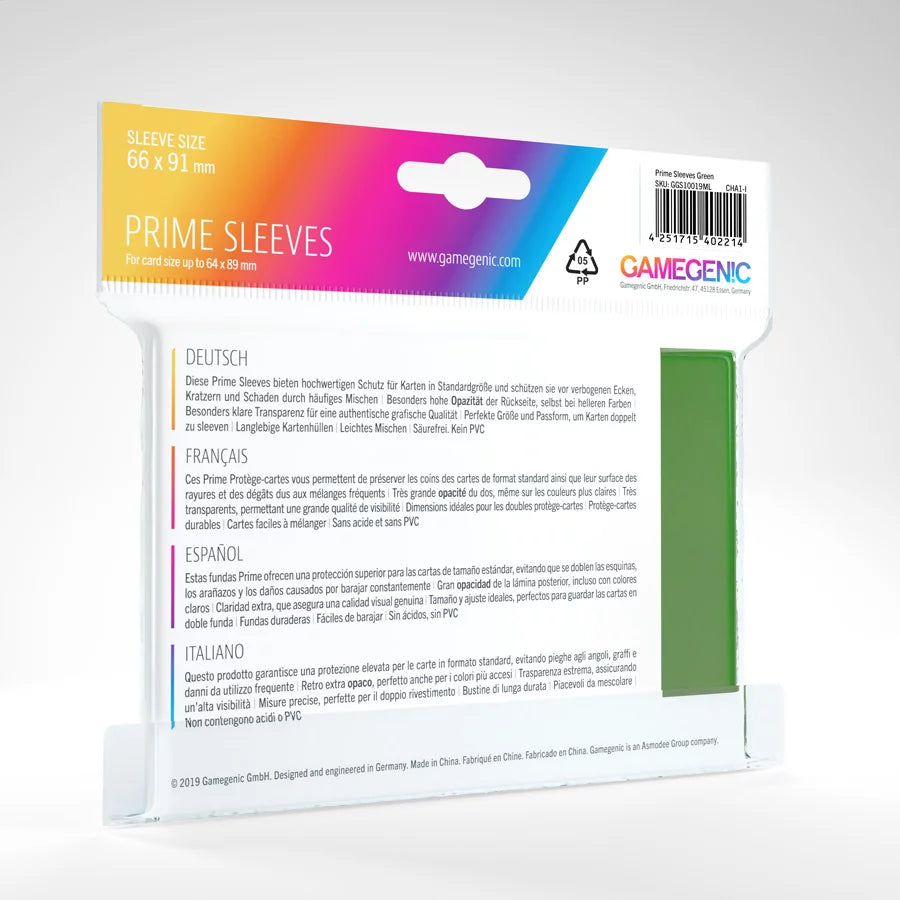 Gamegenic Standard Prime Sleeves: Green (100)