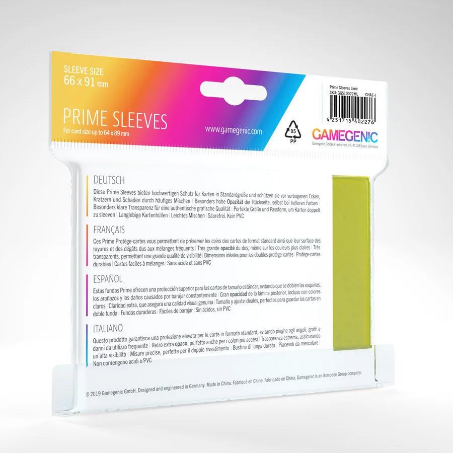Gamegenic Standard Prime Sleeves: Lime (100)