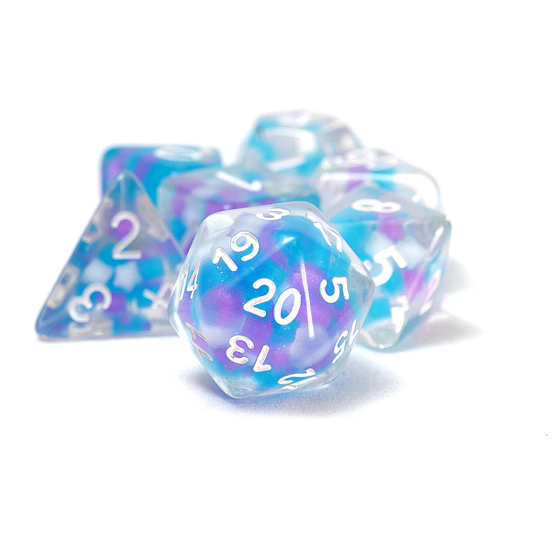 Sirius Polyhedral Dice Set: Cotton Candy Glowworm