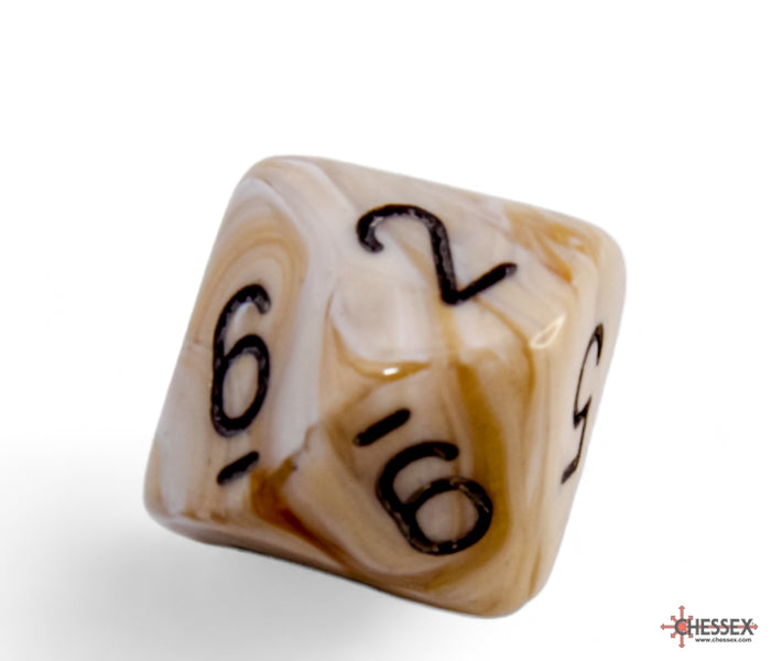 Chessex Polyhedral Dice Set: Marble (Ivory/Black)