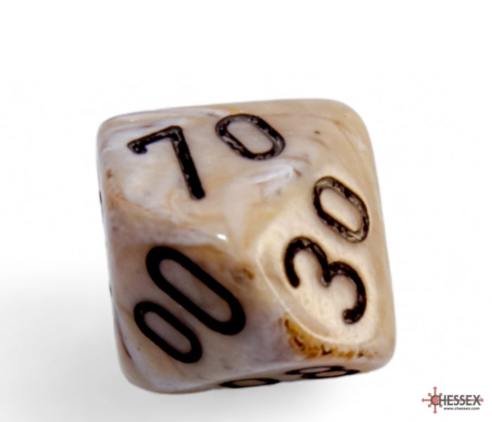 Chessex Polyhedral Dice Set: Marble (Ivory/Black)