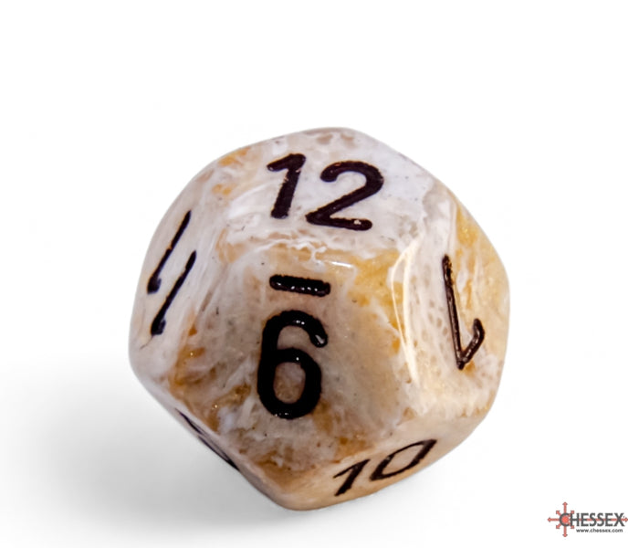 Chessex Polyhedral Dice Set: Marble (Ivory/Black)