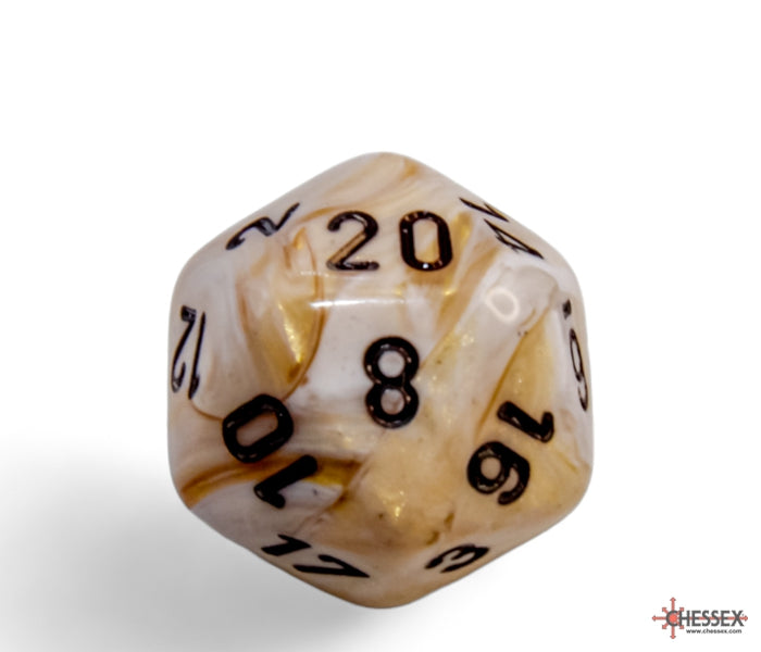 Chessex Polyhedral Dice Set: Marble (Ivory/Black)