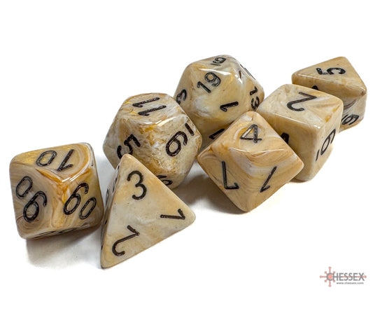 Chessex Polyhedral Dice Set: Marble (Ivory/Black)