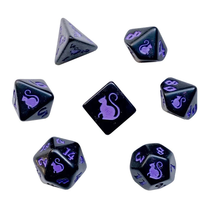 Black Oak Workshop Polyhedral Dice Set: Kitty Clacks - Magic