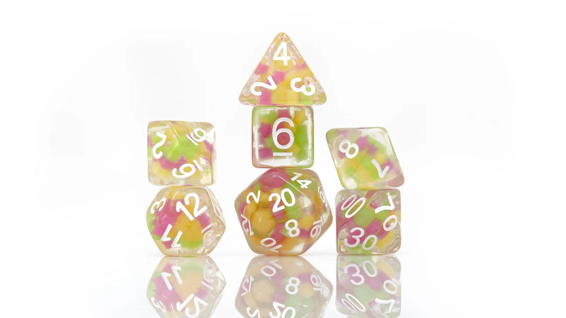 Sirius Polyhedral Dice Set: Melon Ball Glowworm