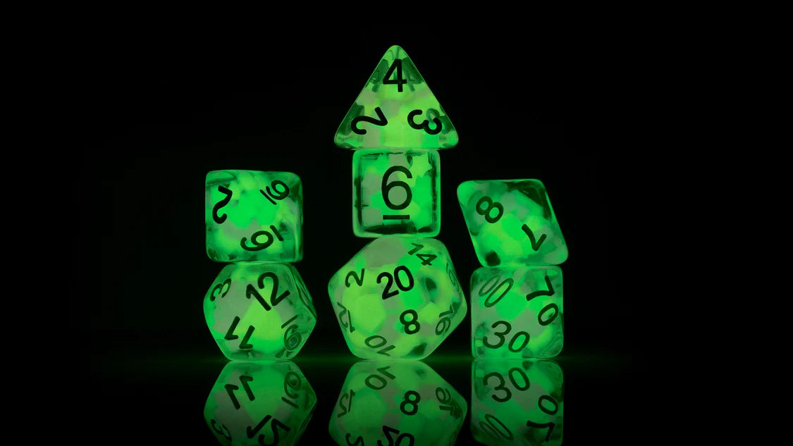 Sirius Polyhedral Dice Set: Melon Ball Glowworm
