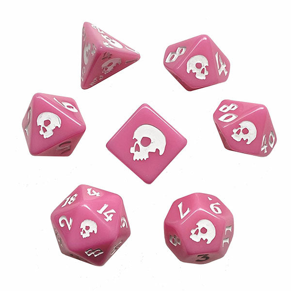 Black Oak Workshop Polyhedral Dice Set: Pink Death