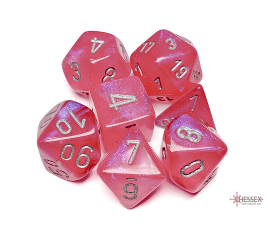 Chessex Polyhedral Dice Set: Borealis Luminary (Pink/Silver)