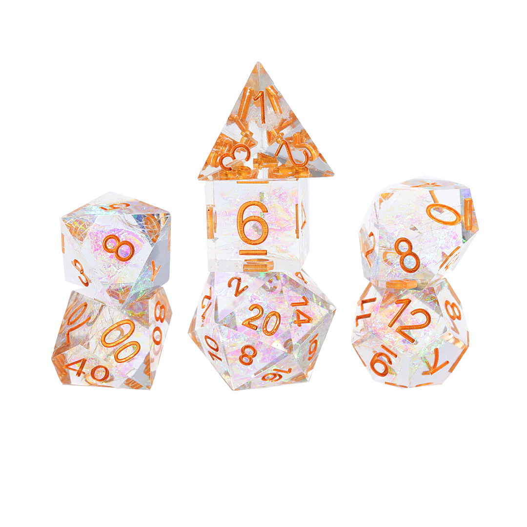 Sirius Polyhedral Dice Set: Sharp Crystal Fairy (Clear/Gold)