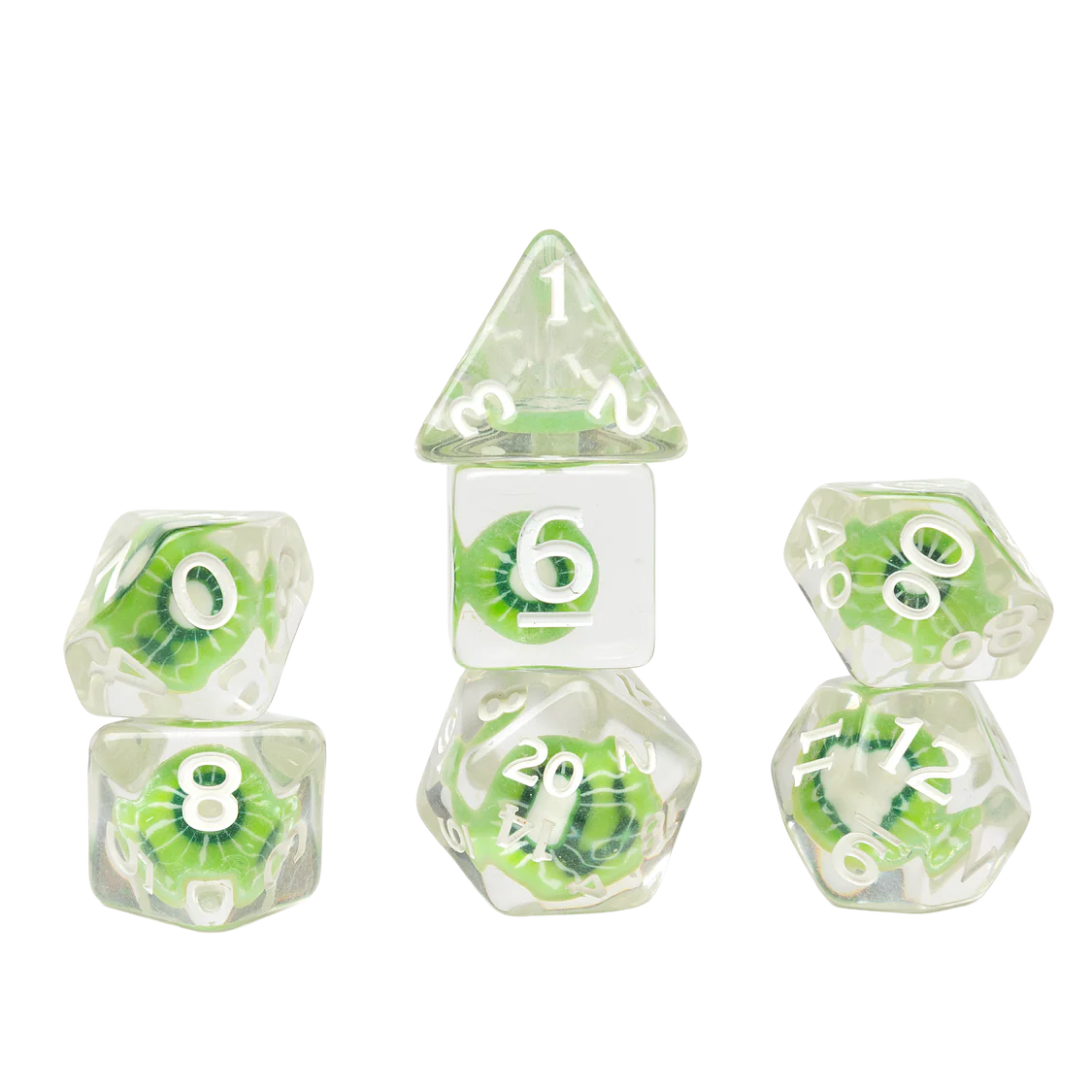 Sirius Polyhedral Dice Set: Fruit Slice Kiwi