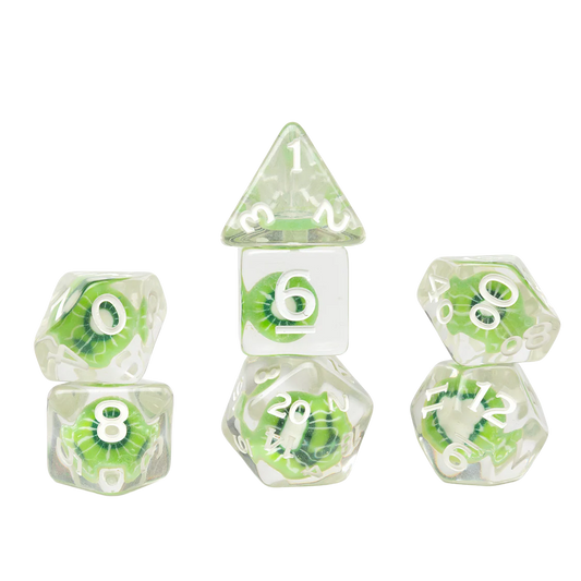 Sirius Polyhedral Dice Set: Fruit Slice Kiwi