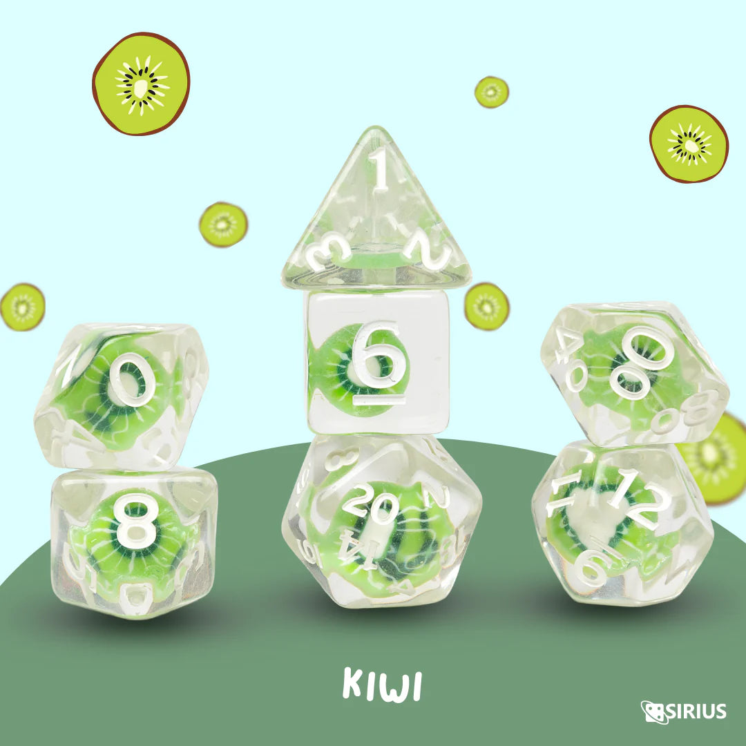 Sirius Polyhedral Dice Set: Fruit Slice Kiwi