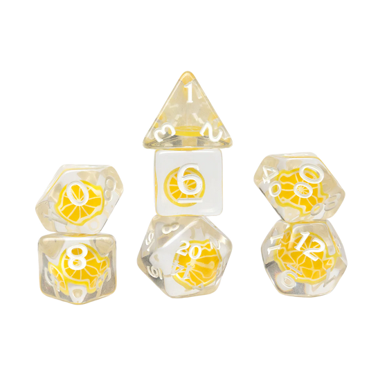 Sirius Polyhedral Dice Set: Fruit Slice Lemon
