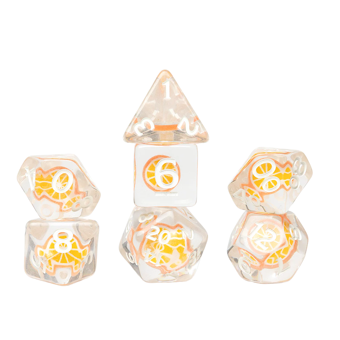 Sirius Polyhedral Dice Set: Fruit Slice Orange