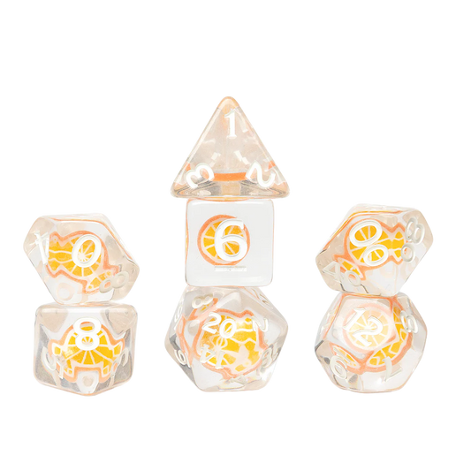 Sirius Polyhedral Dice Set: Fruit Slice Orange