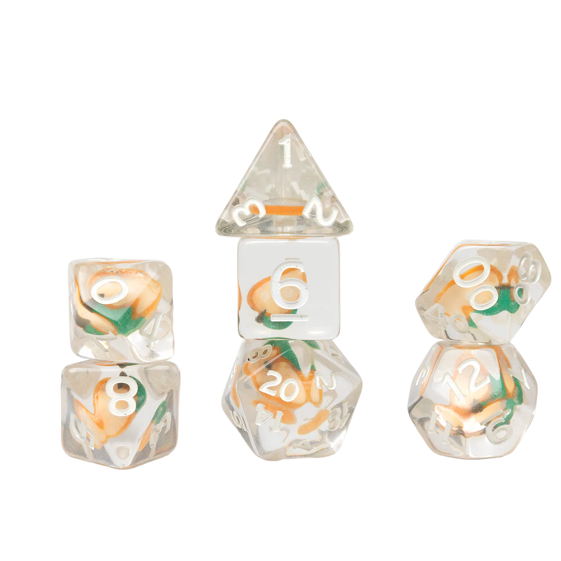 Sirius Polyhedral Dice Set: Fruit Slice Peach