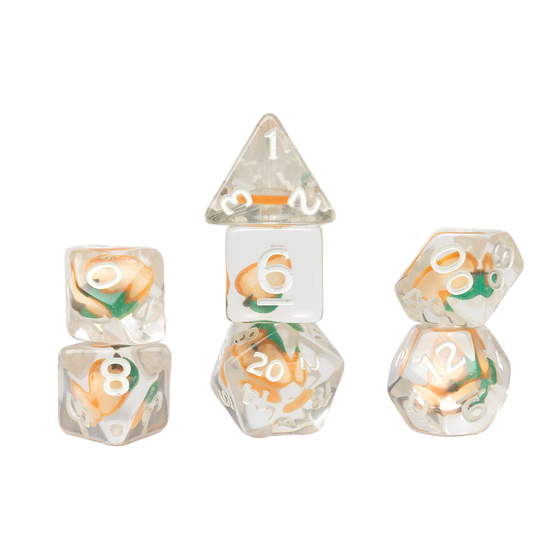 Sirius Polyhedral Dice Set: Fruit Slice Peach