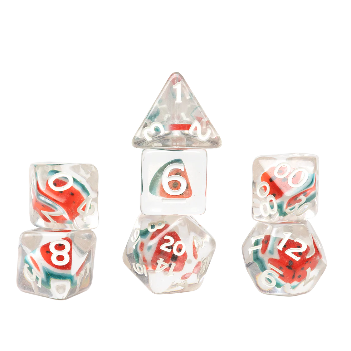 Sirius Polyhedral Dice Set: Fruit Slice Watermelon