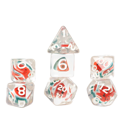 Sirius Polyhedral Dice Set: Fruit Slice Watermelon
