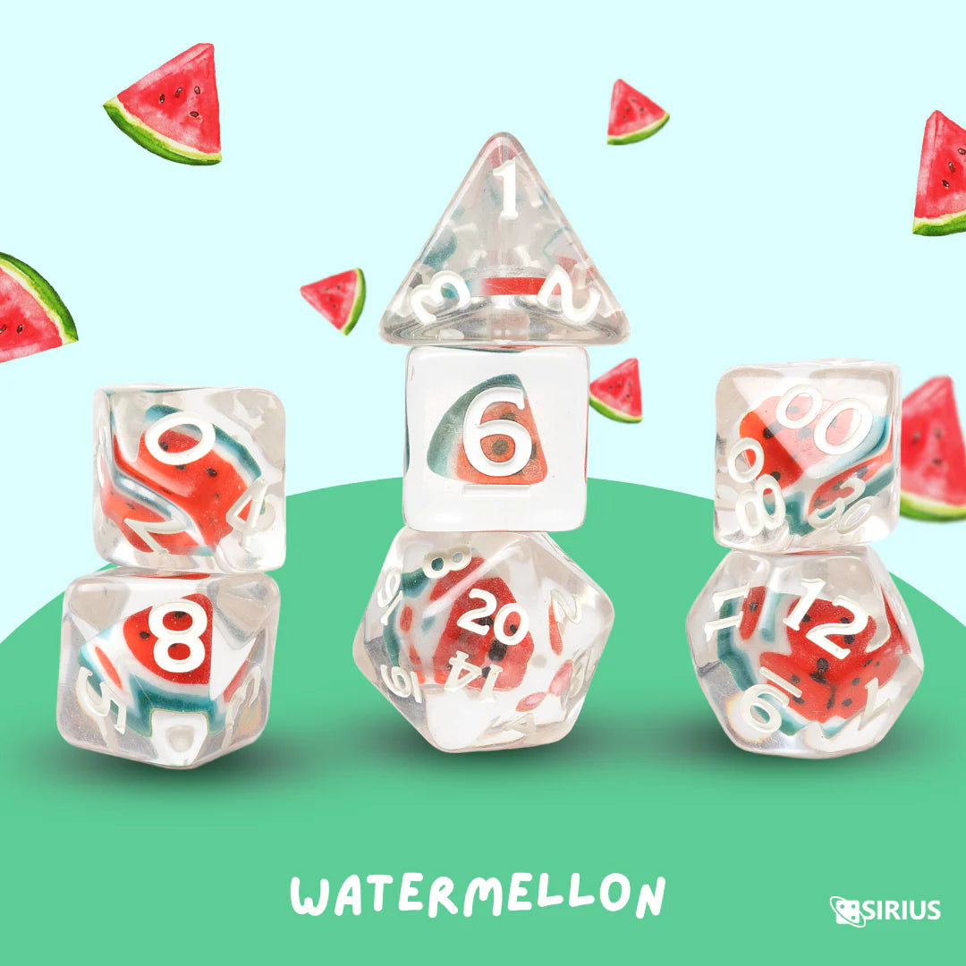 Sirius Polyhedral Dice Set: Fruit Slice Watermelon