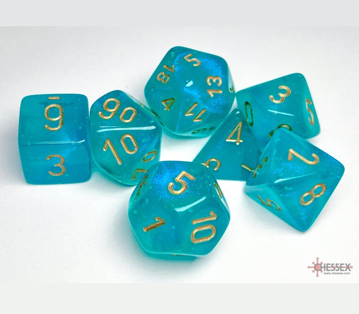 Chessex Polyhedral Dice Set: Borealis Luminary (Teal/Gold)