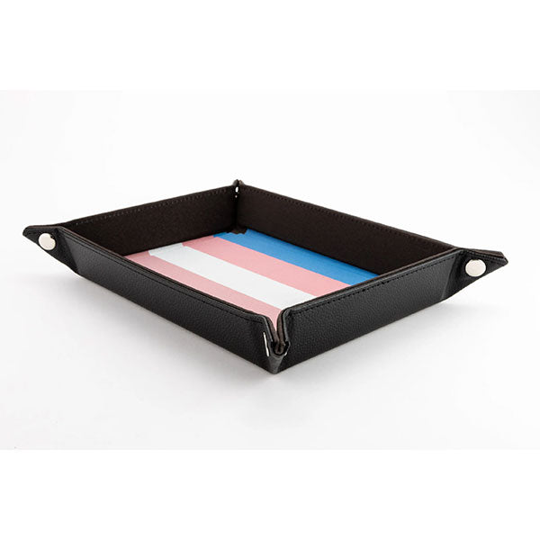 Fanroll Pride Velvet Dice Tray With Leather Backing - Transgender