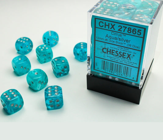 Chessex D6 Dice Brick: Cirrus (Aqua/Silver)