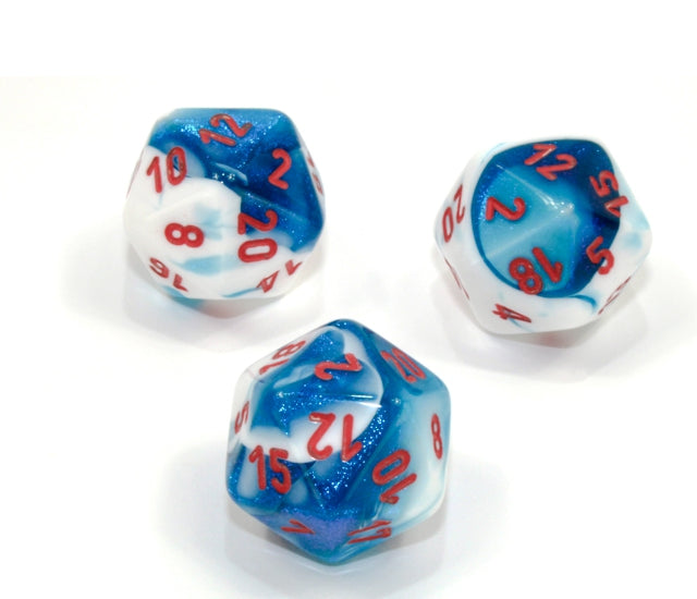 Chessex Polyhedral Dice Set: Gemini (Astral Blue-White/Red)
