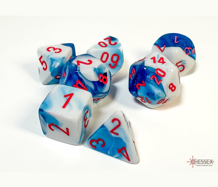 Chessex Polyhedral Dice Set: Gemini (Astral Blue-White/Red)