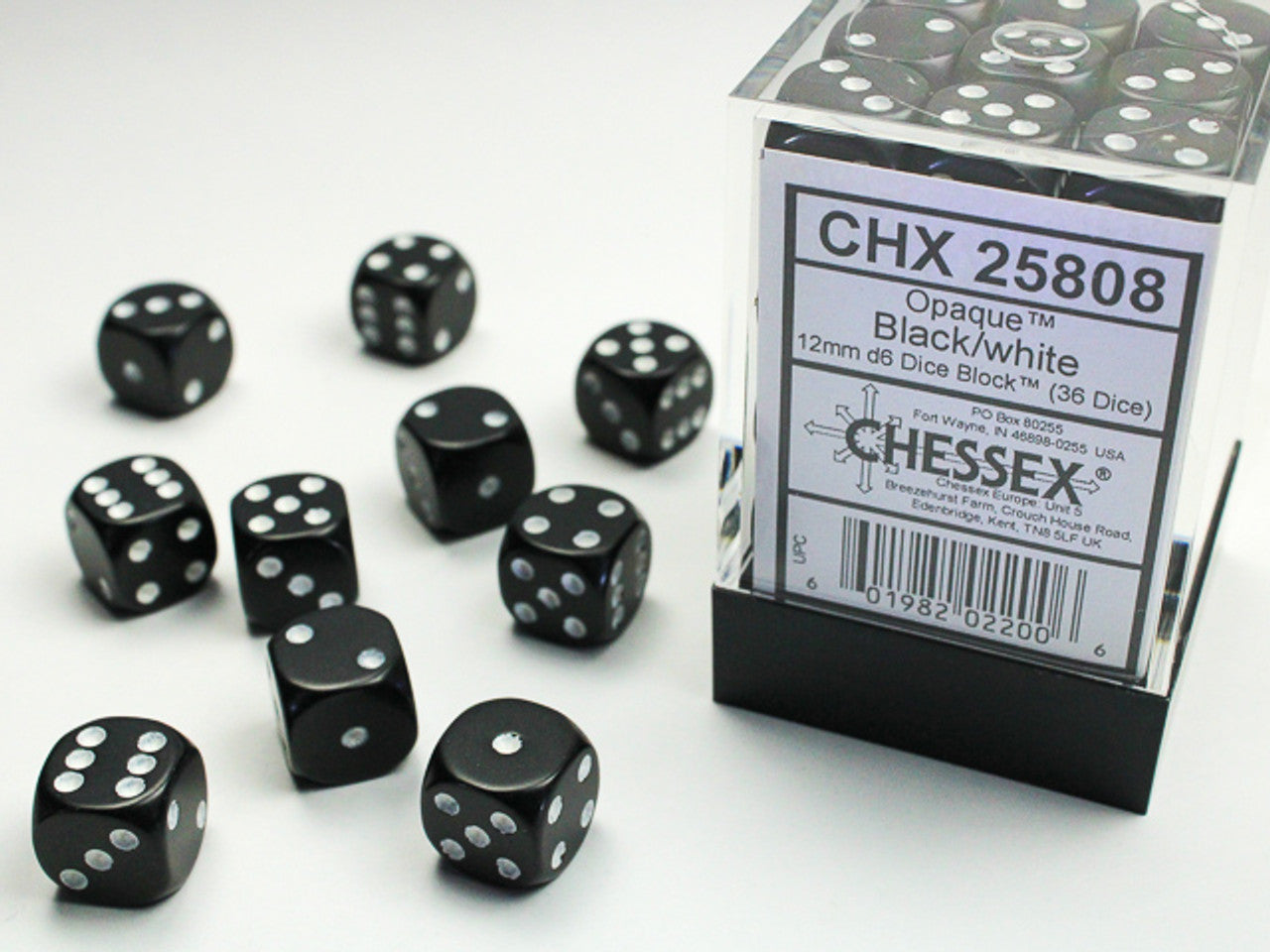 Chessex D6 Dice Brick: Opaque (Black/White)