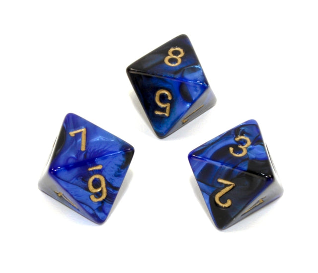 Chessex Polyhedral Dice Set: Gemini (Black-Blue/Gold)
