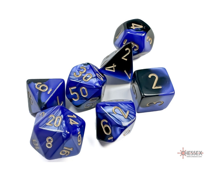 Chessex Polyhedral Dice Set: Gemini (Black-Blue/Gold)