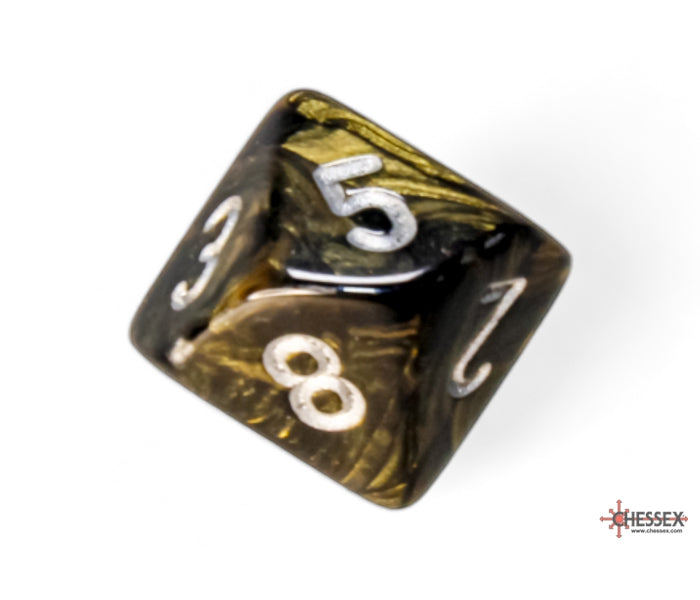 Chessex Polyhedral Dice Set: Leaf (Black Gold/Silver)