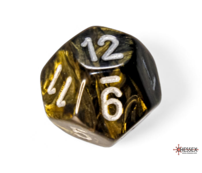 Chessex Polyhedral Dice Set: Leaf (Black Gold/Silver)
