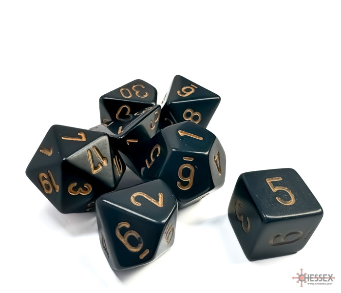 Chessex Polyhedral Dice Set: Opaque (Black/Gold)