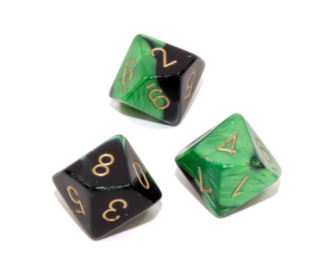 Chessex Polyhedral Dice Set: Gemini (Black-Green/Gold)