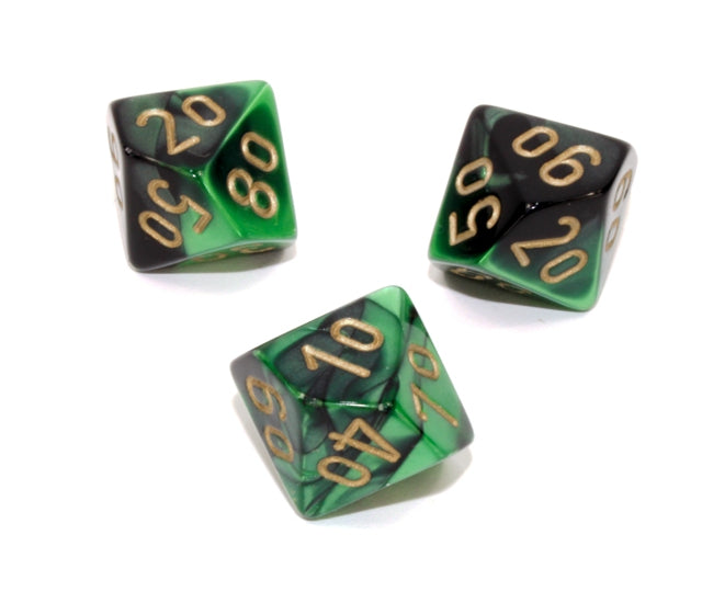 Chessex Polyhedral Dice Set: Gemini (Black-Green/Gold)