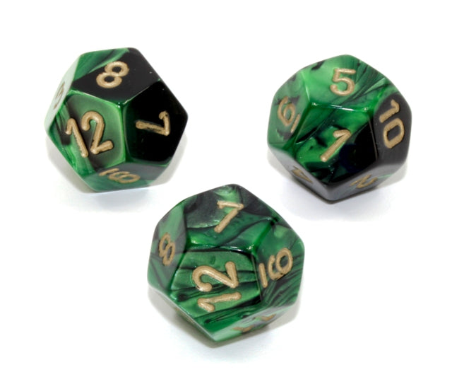 Chessex Polyhedral Dice Set: Gemini (Black-Green/Gold)