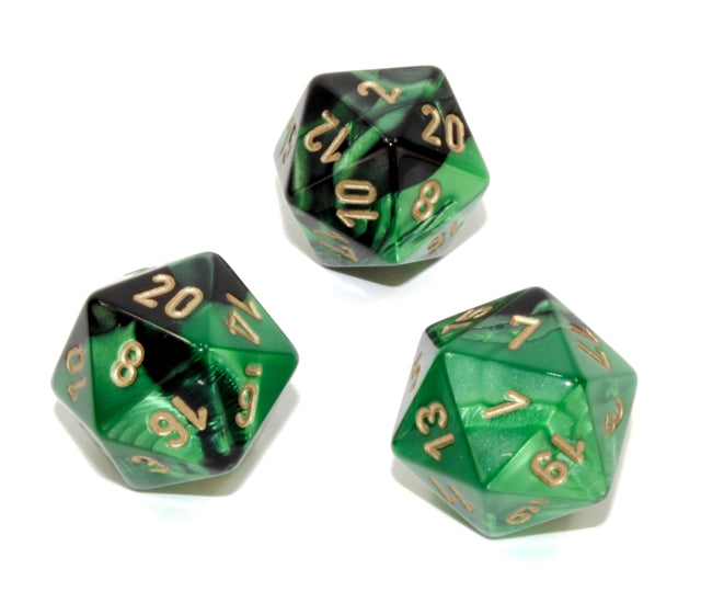 Chessex Polyhedral Dice Set: Gemini (Black-Green/Gold)